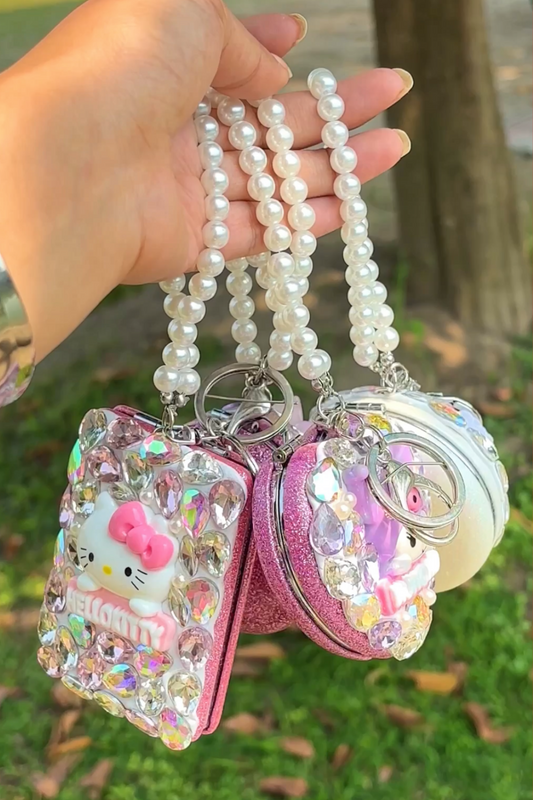 Bling and pearl mirror  keychain